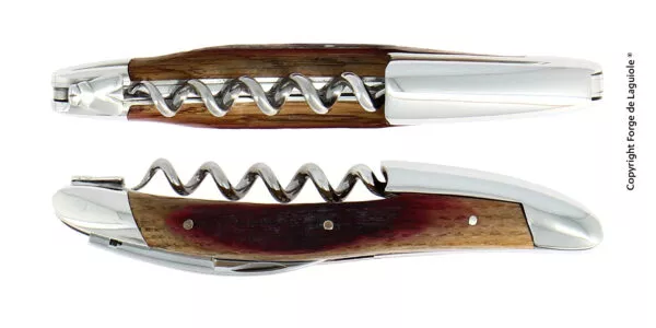 Couteau de sommelier laguiole manche chêne de barrique brillant
