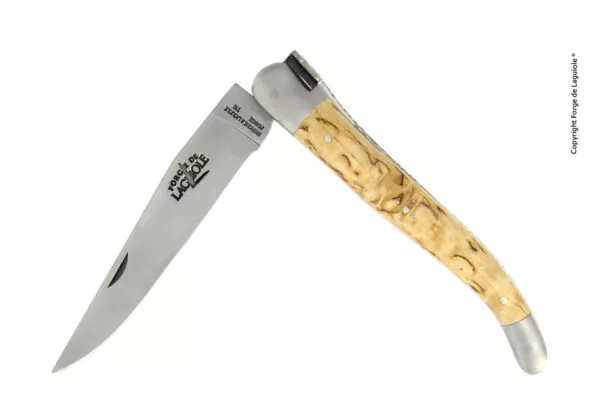 Taschenmesser, 12 cm, finish matt mit Griff aus Birkenholz und Mitres aus Inox