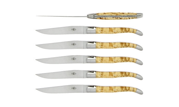 Couteaux de table satinés en Bouleau, coffret de 6
