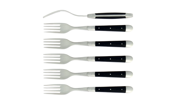 Fourchettes satinées en ébène, coffret de 6