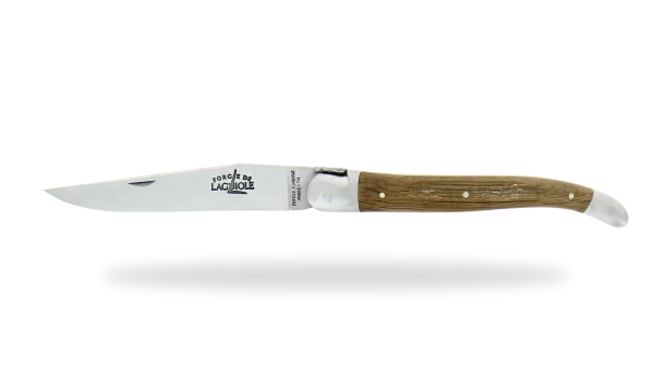 Couteau pliant ciselé main en écorce de chêne fossilisé 2 mitres finition satinée