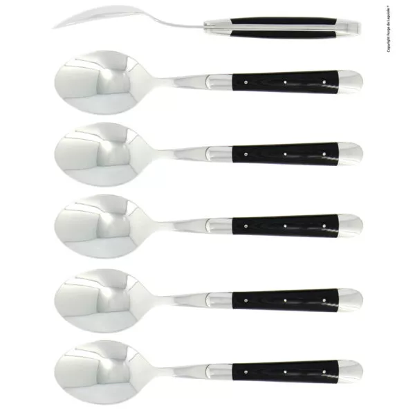 Esslöffeln, Finish glänzend mit Griff aus Schwarzer gepresster Verbundfaser, Set mit 6