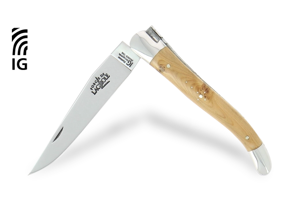 Couteau pliant 11 cm en genévrier, mitres inox finition brillante