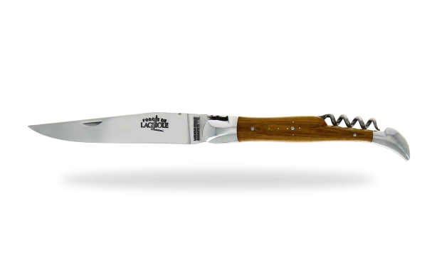 Couteau pliant avec tire-bouchon ciselé main brillante en Pistachier