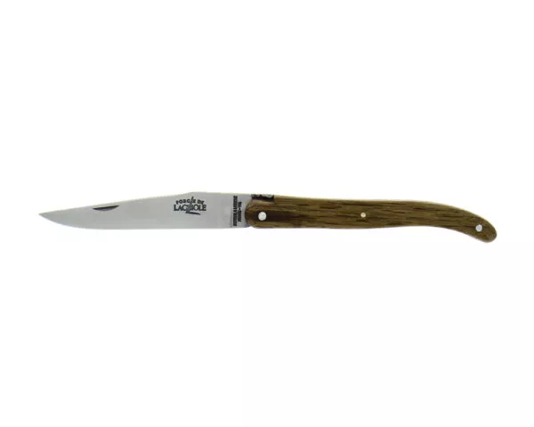 Couteau pliant ciselé main 11cm en écorce de chêne fossilisé finition satinée