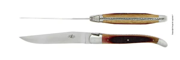 Couteaux de table satinés en chêne de barrique, coffret de 2